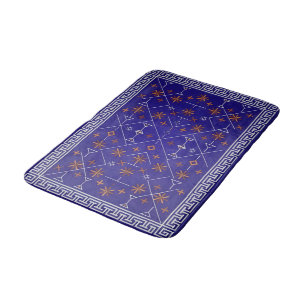Koninklijk Blauw en Bronzen Hemels Tribal Kilim Badmat
