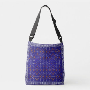 Koninklijk Blauw en Bronzen Hemels Tribal Kilim Crossbody Tas