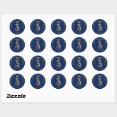Koninklijk Blauw en Goud 3 3RD Birthday Party Ronde Sticker (Vel)