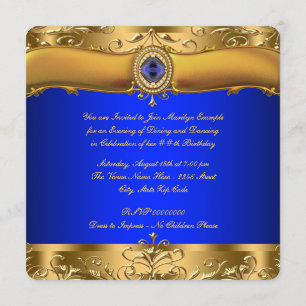 Koninklijk Blauw en Goud Feest Kaart