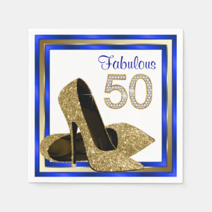 Koninklijk blauw en goud verjaardagsfeest servet