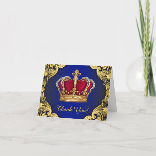 Koninklijk Blauw en Gouden Prins Dank Je Wel Bedankkaart