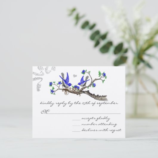 koninklijk blauw en grijs huwelijkRSVP RSVP Kaartje (Staand voorkant)