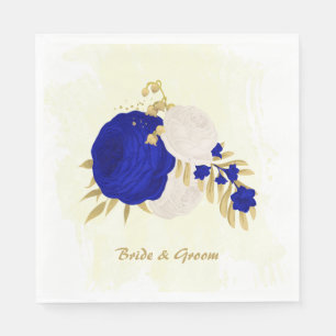 koninklijk blauw en wit bloemen goud servet