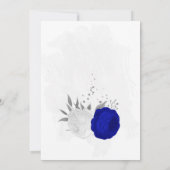 koninklijk blauw en wit bloemen zilver vrijgezelle kaart (Achterkant)