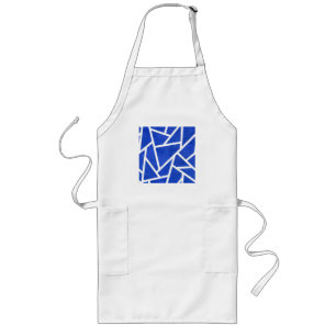 Koninklijk blauw en wit mozaïekpatroon lang schort