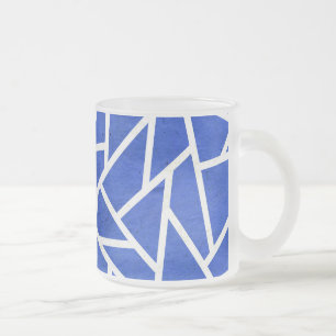 Koninklijk blauw en wit mozaïekpatroon matglas koffiemok