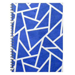 Koninklijk blauw en wit mozaïekpatroon notitieboek