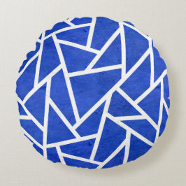 Koninklijk blauw en wit mozaïekpatroon rond kussen