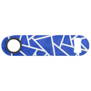 Koninklijk blauw en wit mozaïekpatroon speed flessenopener