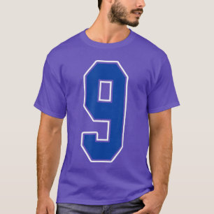 Koninklijk Blauw en Wit Speler met nummer 9 Jersey T-shirt