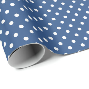 Koninklijk Blauw en Wit Stippenpatroon Cadeaupapier