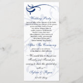 koninklijk blauw en wit Trouwprogramma Rack Kaart (Achterkant)