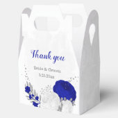 koninklijk blauw en witte bloemen zilver botanisch bedankdoosjes (Geopend)