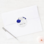koninklijk blauw en witte bloemen zilver ronde sticker (Envelop)