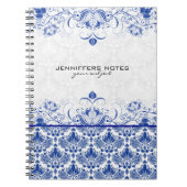 Koninklijk Blauw en Witte Damasvaten en Zwemelen Notitieboek (Voorkant)