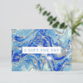 Koninklijk Blauw- en Zilverkleurig cadeaubon (Staand voorkant)