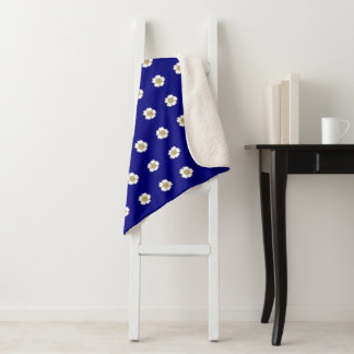koninklijk blauw geel en wit Buttercup Flowers Sherpa Deken