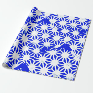 Koninklijk blauw geometrisch patroon cadeaupapier
