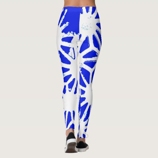 Koninklijk blauw geometrisch patroon leggings (Achterkant)