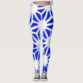 Koninklijk blauw geometrisch patroon leggings (Voorkant)