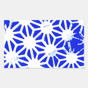 Koninklijk blauw geometrisch patroon rechthoekige sticker