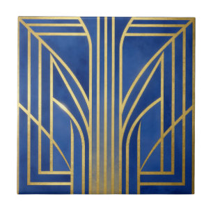 Koninklijk Blauw Goud Art Deco Tegeltje