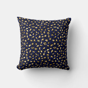 Koninklijk Blauw & Goud Glam Luipaard Vlekken Prin Kussen