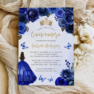 Koninklijk Blauw Gouden Bloemenschildering in Wate Kaart
