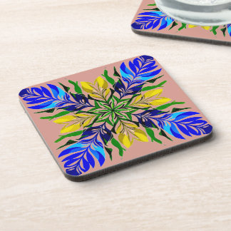 Koninklijk Blauw & Gouden Bloemrijke Mandala Boho Bier Onderzetter