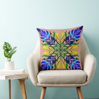 Koninklijk Blauw & Gouden Bloemrijke MandalaBoho B Kussen