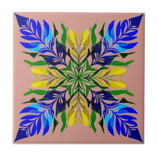Koninklijk Blauw & Gouden Bloemrijke MandalaBoho B Tegeltje