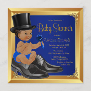 Koninklijk Blauw Gouden Etnische Kleine Man Baby S Kaart