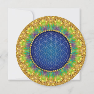 Koninklijk Blauw Gouden Heilige Geometrie Bruidsdo Kaart