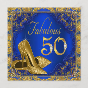 Koninklijk Blauw Gouden Hoge Hak Fabelachtige 50e Kaart