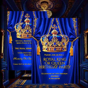 Koninklijk Blauw Gouden Koning Koningin Kroon Verj Kaart