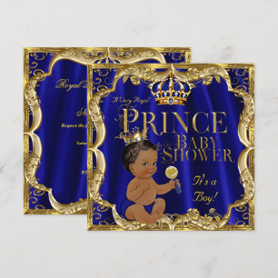 Koninklijk Blauw Gouden Kroonprins Baby Shower Etn Kaart
