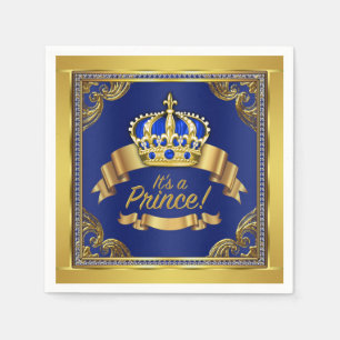 Koninklijk Blauw Gouden Prins Baby Shower Servet