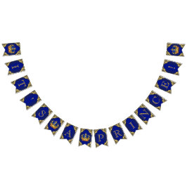 Koninklijk Blauw Gouden Prins Baby Shower Vlaggetjes
