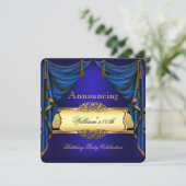 Koninklijk Blauw Goudfeest Mannen Vrouwen 2 Kaart (Staand voorkant)