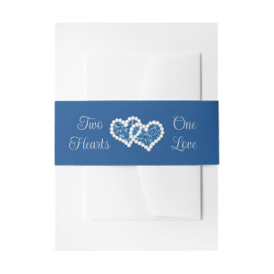 Koninklijk Blauw, Grijs Twee Harten, Één Liefde Uitnodigingen Wikkel