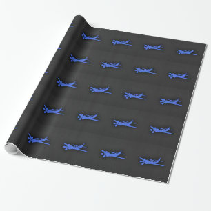 Koninklijk Blauw Klein Vliegtuig Cadeaupapier