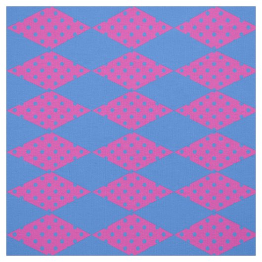Koninklijk Blauw, Magenta Diamant Faux Patchwork P Stof (Swatch)