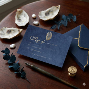 Koninklijk Blauw Marine Oceaan Bruiloft Rsvp React Kaartje