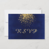 Koninklijk Blauw met een Splash van Gold Confetti RSVP Kaartje (Voorkant)