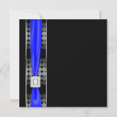 Koninklijk Blauw Moderne Stip Zwart Witte Trouw Kaart (Achterkant)