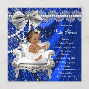 Koninklijk Blauw Parelstoel Etnische Baby shower Kaart
