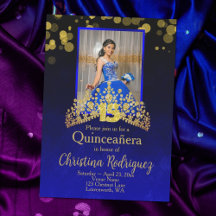 Koninklijk Blauw Prinses Jurk Quinceanera Goud Tia