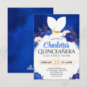 Koninklijk Blauw Quinceanera Bloemen Prinses Jurk Kaart (Voorkant / Achterkant)