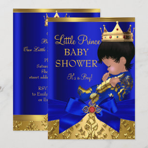 Koninklijk Blauw Rood Goud Prins Jongen Baby Borre Kaart